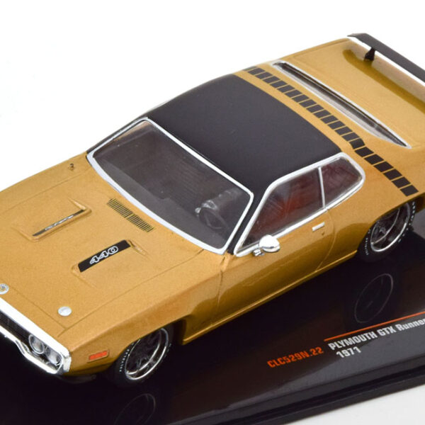 Plymouth GTX Runner 1971 Goud Metallic / Zwart 1-43 Ixo Models