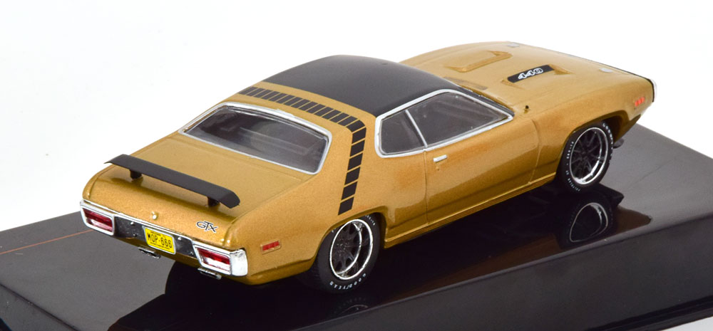 Plymouth GTX Runner 1971 Goud Metallic / Zwart 1-43 Ixo Models