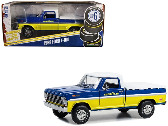 Ford F-100 1969 "Good Year" Blue/White/Yellow 1-24 Greenlight Collectibles