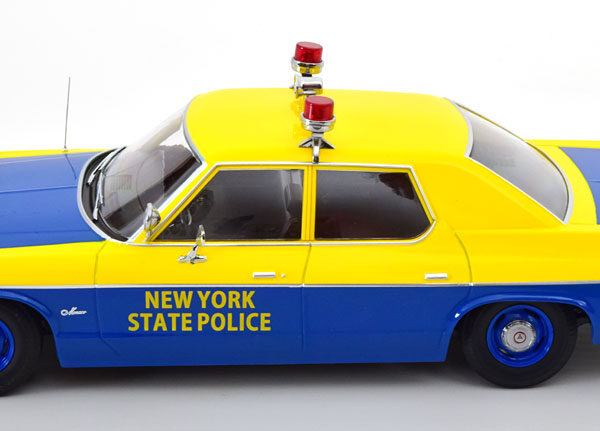 Dodge Monaco 1974 "New York State Police" Geel / Blauw 1-18 KK-Scale (Metaal)