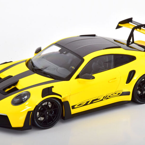 Porsche 911 (992) GT3 RS 2023 Geel / Zwart 1-18 Minichamps Limited 300 Pieces