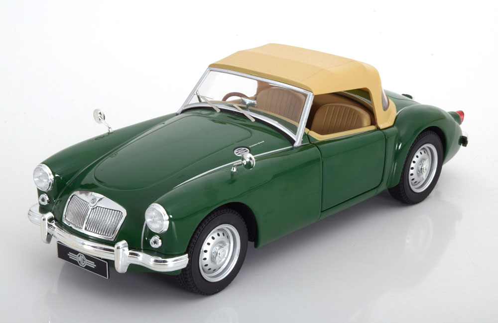 MG A Twin Cam MKI Cabriolet 1959 (Gesloten Softtop) Groen 1-18 Triple 9  Collection