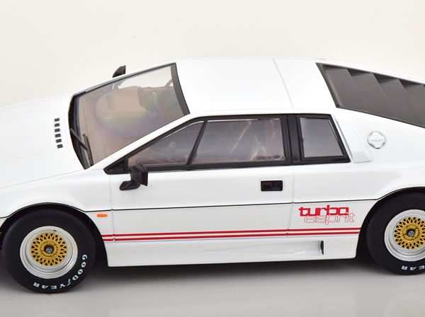 Lotus Esprit Turbo 1981 "James Bond 007 For Your Eyes Only Movie Version" Wit / Rood 1-18 KK-Scale (Metaal)