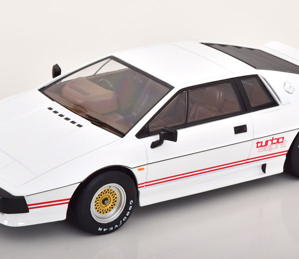 Lotus Esprit Turbo 1981 "James Bond 007 For Your Eyes Only Movie Version" Wit / Rood 1-18 KK-Scale (Metaal)
