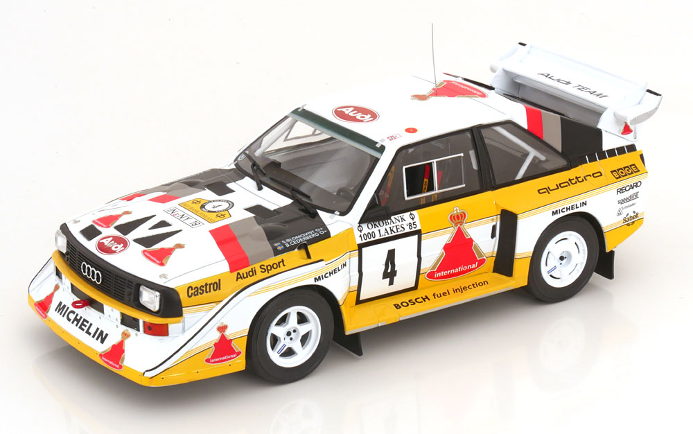 Audi Sport Quattro S1 No.4, Rally 1000 Lakes 1985 Blomquist/Cederberg 1-18 Ixo Models