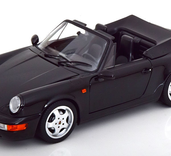 Porsche 911 (964) Carrera 4 Cabriolet 1990 Zwart Metallic 1-18 Norev Limited 1000 Pieces