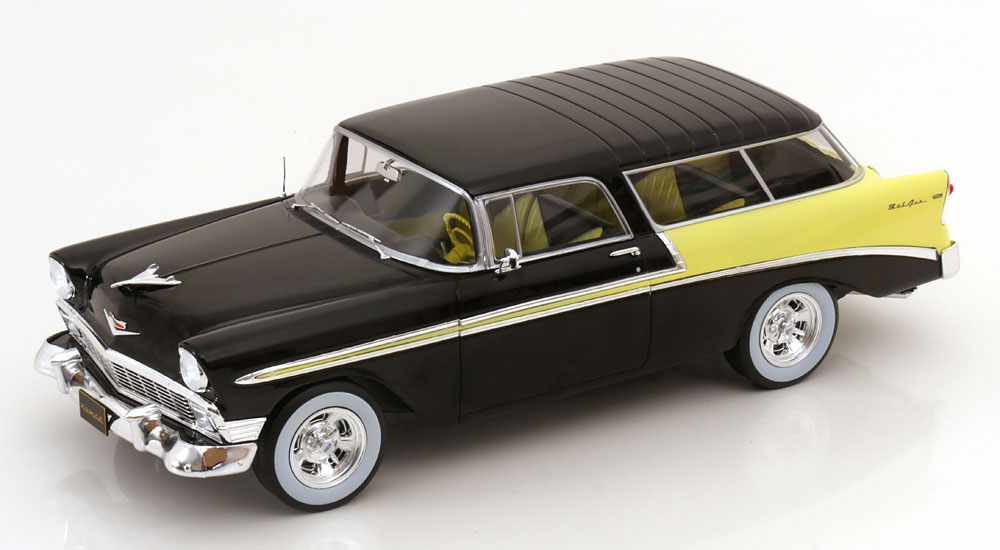 Chevrolet Bel Air Nomad Custom 1956 Zwart / Geel 1-18 KK-Scale (Metaal)