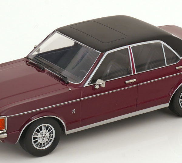 Ford Granada MK I 1975 Donkerrood Metallic / Mat Zwart 1-18 MCG Models