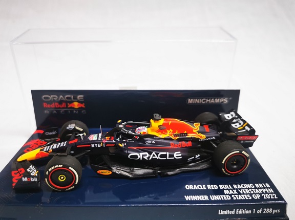 Oracle Red Bull Racing RB18 #1 Winner United States GP 2022 Max Verstappen 1-43 Minichamps Limited 288 Pieces