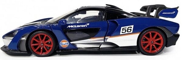 Mclaren Senna #56 2020 "Gulf Oil" Donkerblauw / Zilver / Oranje 1-24 Motormax