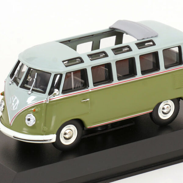 Volkswagen T1 "Samba" Bus 1963 Groen / Grijs 1-43 Maxichamps