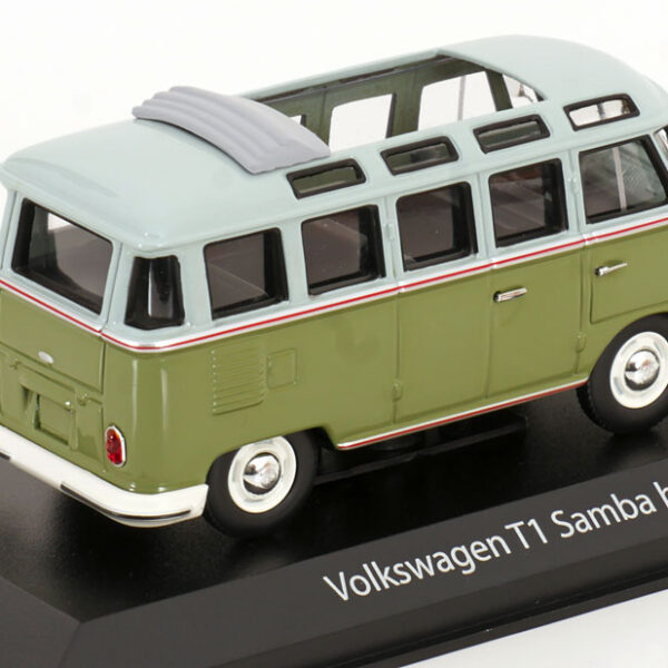 Volkswagen T1 "Samba" Bus 1963 Groen / Grijs 1-43 Maxichamps