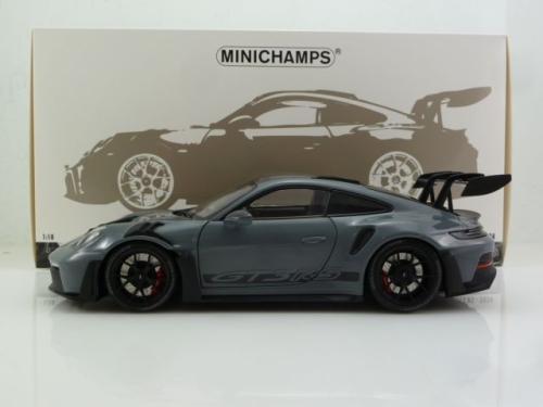 Porsche 911 (992) GT3 RS 2023 "Weissach Package" Grijs met Zwarte Velgen 1-18 Minichamps Limited 200 Pieces