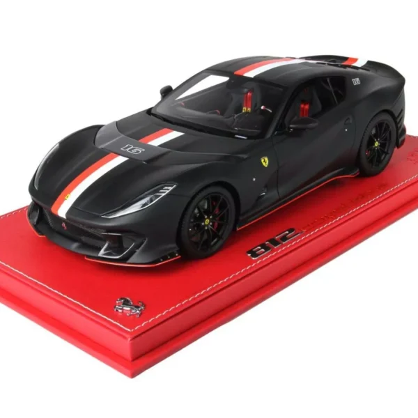 Ferrari 812 Competizione 2022 "Charles Leclerc" #16 Matt Black "Flag of Monaco striping" 1-18 BBR-Models (Inkl.Vitrine) (Resin)