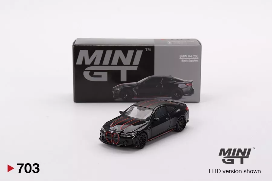 BMW M4 CSL 2023 (RHD) Black Sapphire 1-64 Mini GT