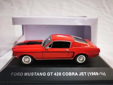 Ford Mustang GT 428 Cobra Jet 1968 Rood 1-43 Ixo Models ( made for the Mustang Garage )