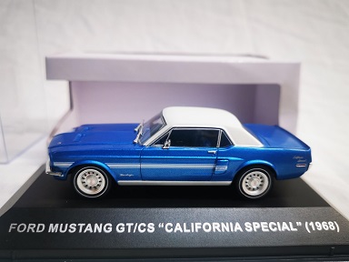 Ford Mustang GT/CS 1968 "California Special" Blauw Metallic 1-43 Ixo Models ( made for the Mustang Garage )