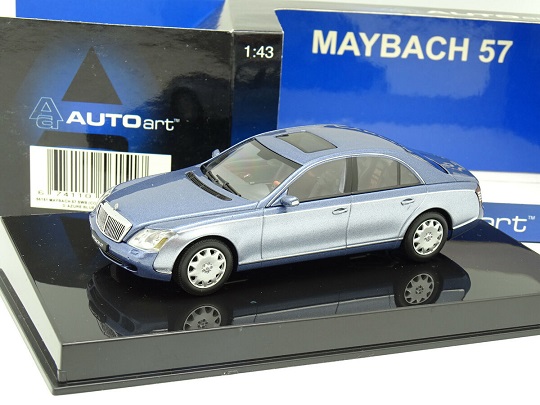 Maybach 57 SWB 2002 ( Cote D'Azur Blue Middle / Cote D'Azure Blue Bright Metallic ) 1-43 Autoart