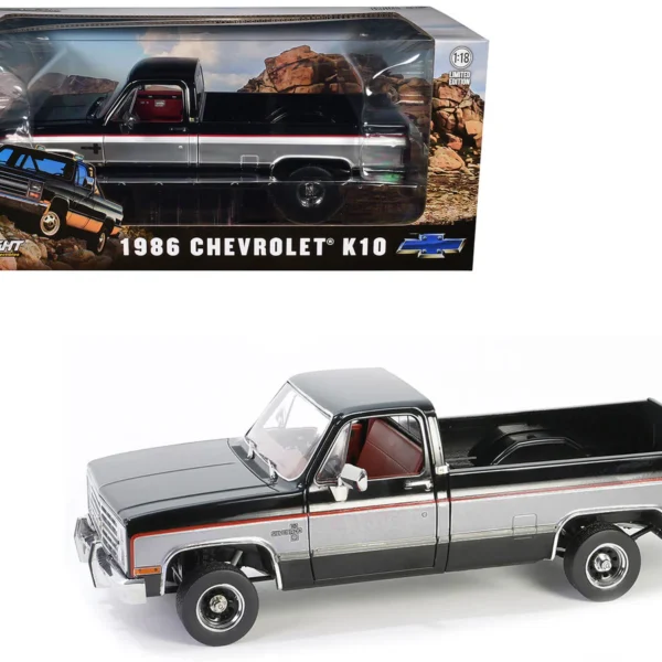 Chevrolet K10 Silverado 1986 Midnight Black & Steel Gray Metallic 1-18 Greenlight Collectibles