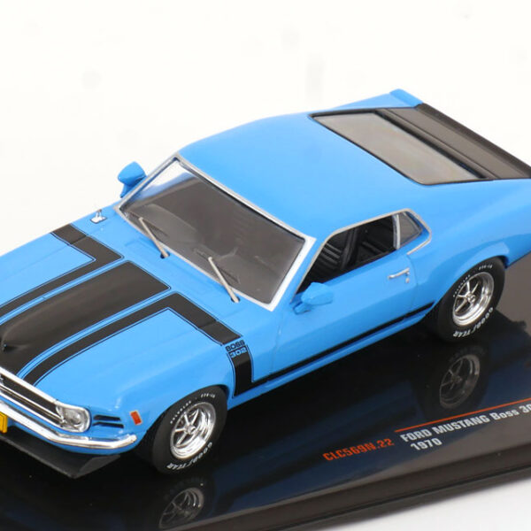 Ford Mustang Boss 302 1970 Blauw / Zwart 1-43 Ixo Models