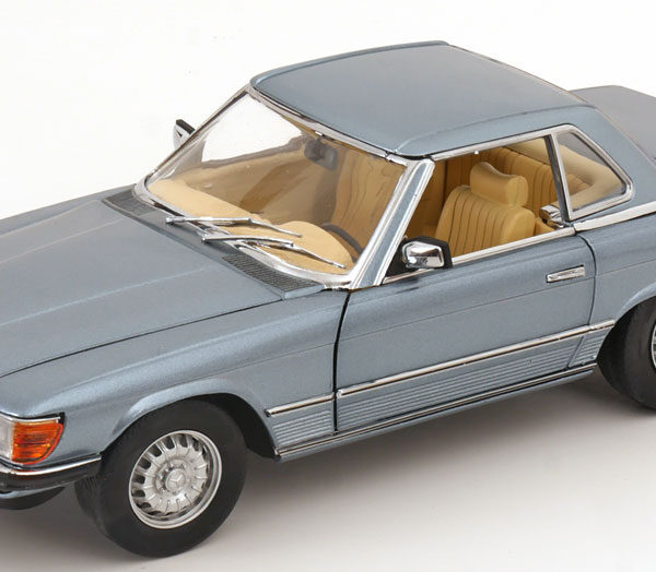 Mercedes-Benz 350 SL (R107) Hardtop 1977 Blauw Metallic 1-18 Sun Star