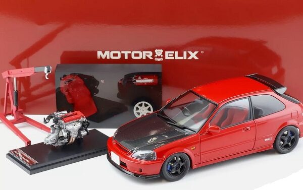 Honda Civic (EK9) TypeR 1999 ( Includes Additional Engine Block and Engine Crane ) Red 1-18 Motorhelix