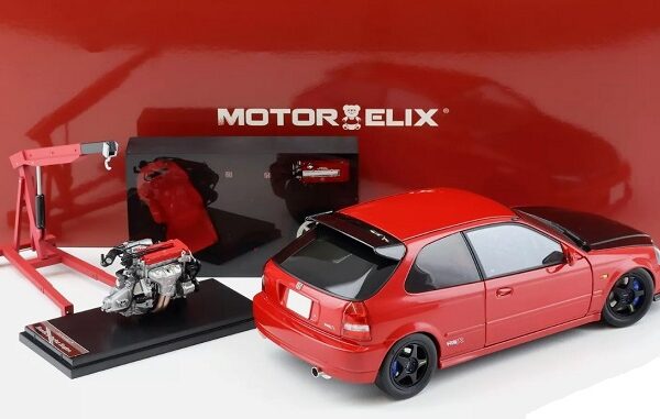 Honda Civic (EK9) TypeR 1999 ( Includes Additional Engine Block and Engine Crane ) Red 1-18 Motorhelix