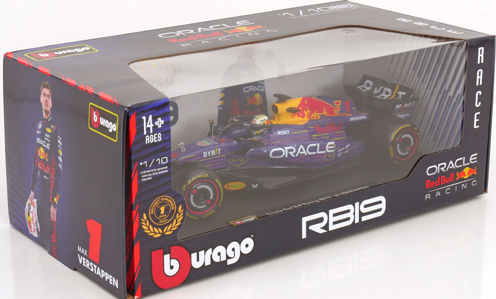 Oracle Red Bull Racing RB19 Nr#1 GP USA (Las Vegas) 2023 World Champion Max Verstappen 1-18 Burago Racing Series