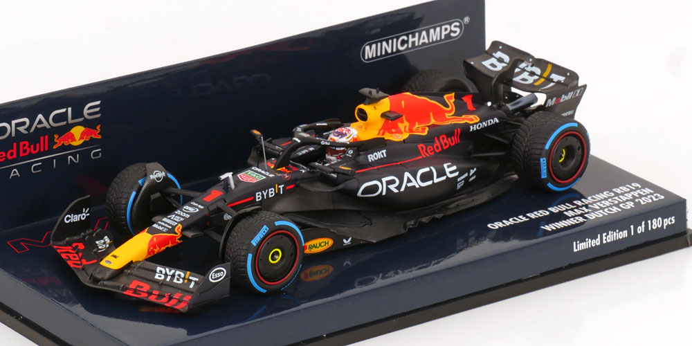 Oracle Red Bull RB19 #1 World Champion Winner Dutch GP 2023 Max Verstappen (Inkl.Regenbanden) 1-43 Minichamps Limited 180 Pieces