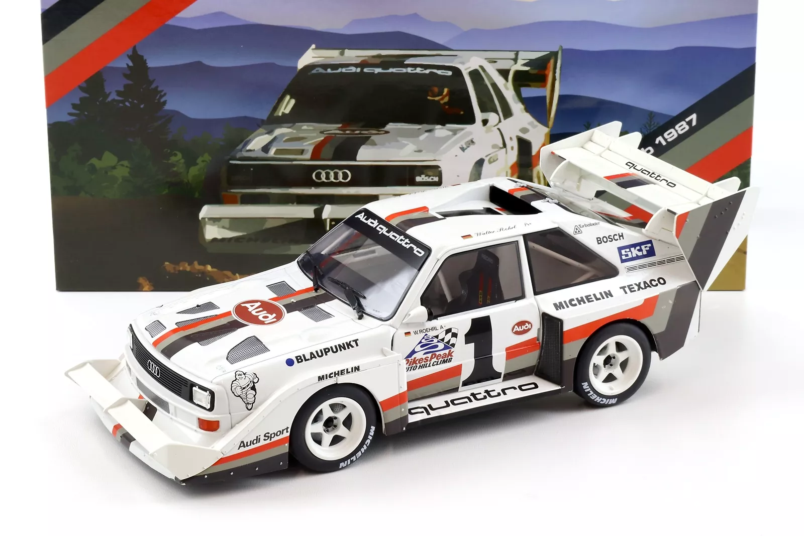 Audi Sport Quattro S1 E2 #1 Winner Pikes Peak Hill Climb 1987 Walter Röhrl 1:18 Werk83 (Inkl.Giftbox) (Metaal)