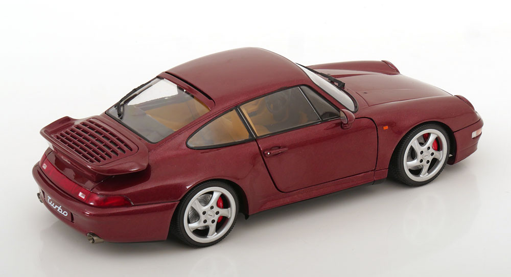 Porsche 911 (993) Turbo 1997 Donkerrood Metallic 1-18 Solido - Schuiten Autominiaturen