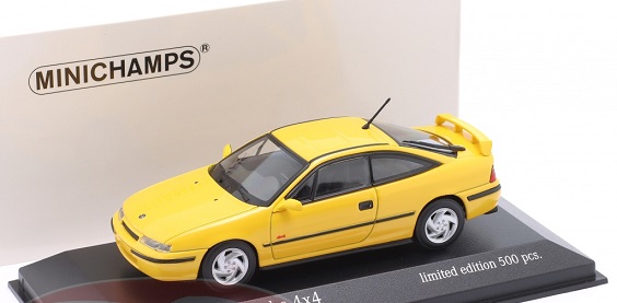 Opel Calibra Turbo 4x4 1989 Geel 1:43 Minichamps Limited 500 Pieces