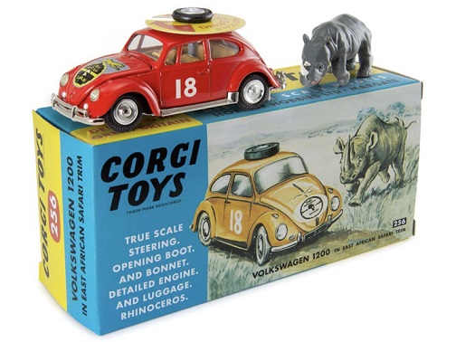 Volkswagen Kever 1200 ( In East African Safari ) Rood 1-43 Corgi Toys Models Club