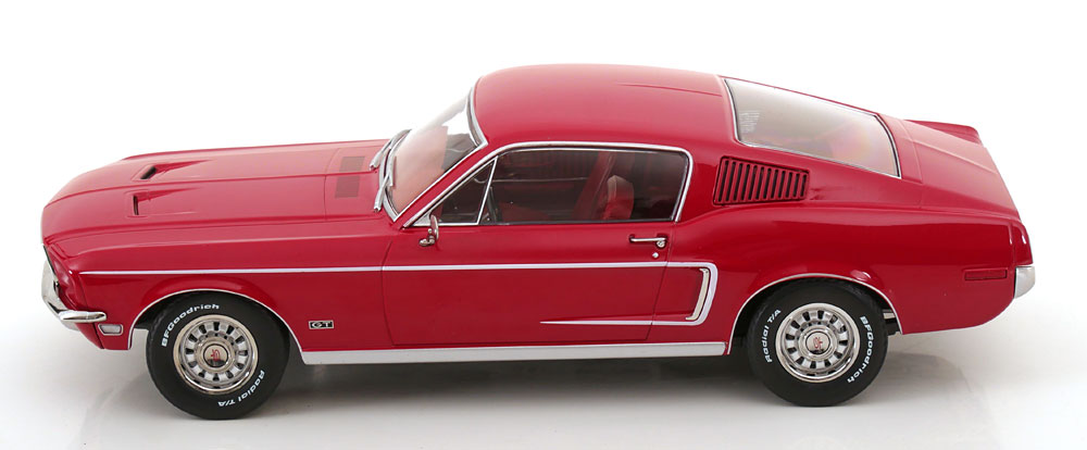 Ford Mustang GT Fastback 1968 Rood 1-18 KK-Scale