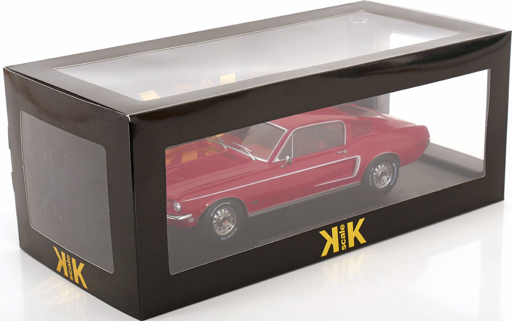 Ford Mustang GT Fastback 1968 Rood 1-18 KK-Scale