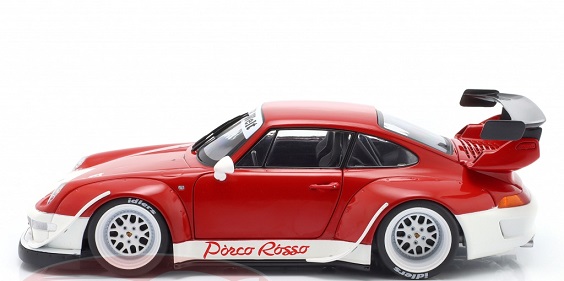 Porsche 911 (993) RWB Rauh-Welt "Porco Rosso" 2020 Rood / Wit 1-18 Solido