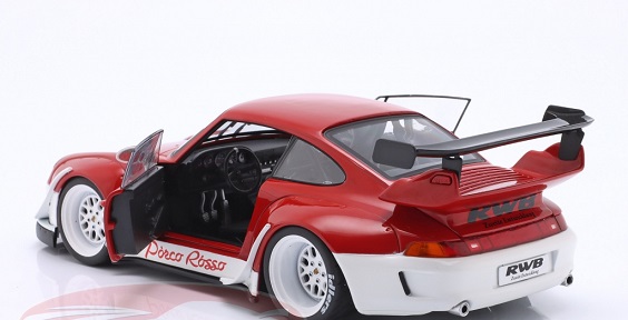 Porsche 911 (993) RWB Rauh-Welt "Porco Rosso" 2020 Rood / Wit 1-18 Solido