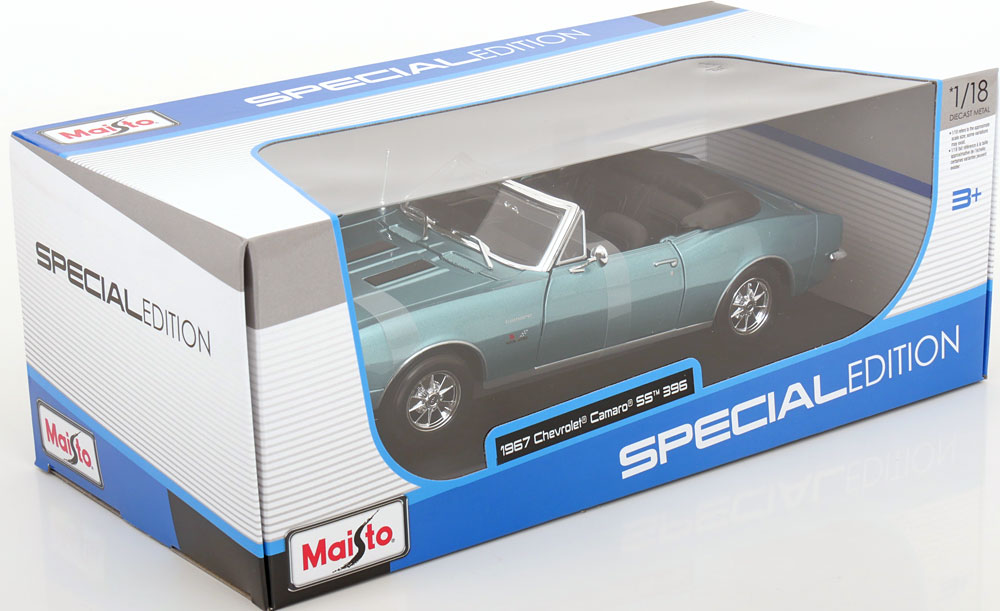 Chevrolet Camaro SS 396 Cabriolet 1967 Blauw Metallic 1-18 Maisto