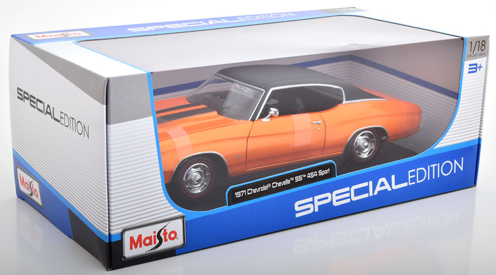 Chevrolet Chevelle SS 454 Sport 1971 Oranje Metallic / Zwart 1-18 Maisto