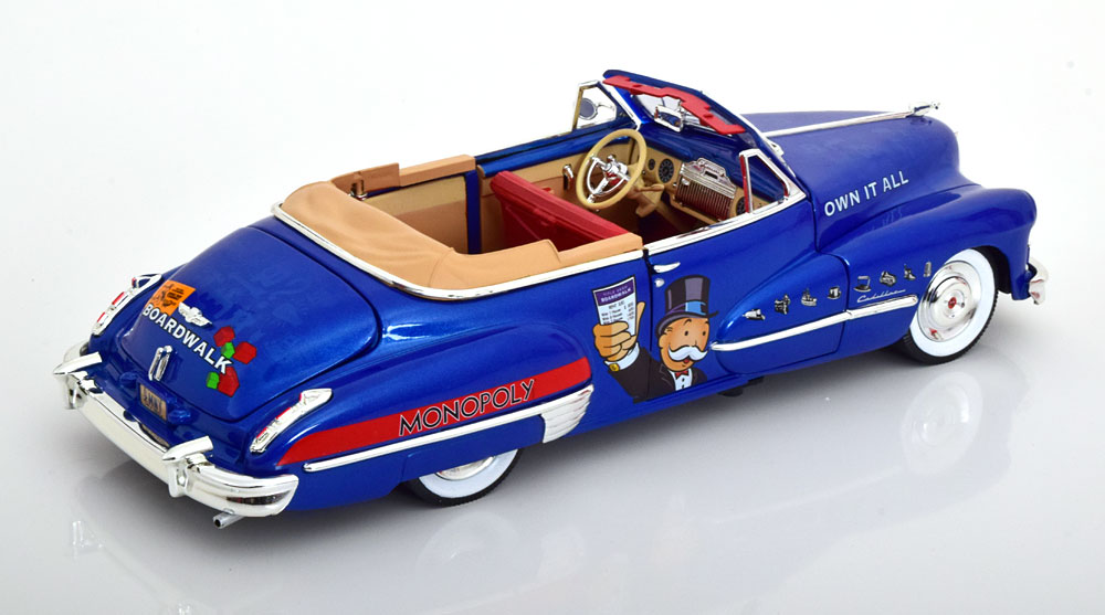 Cadillac Serie 62 Cabriolet 1947 "Monopoly met Figuur" 1-18 Ertl/Autoworld