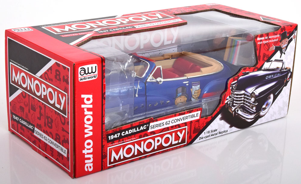 Cadillac Serie 62 Cabriolet 1947 "Monopoly met Figuur" 1-18 Ertl/Autoworld