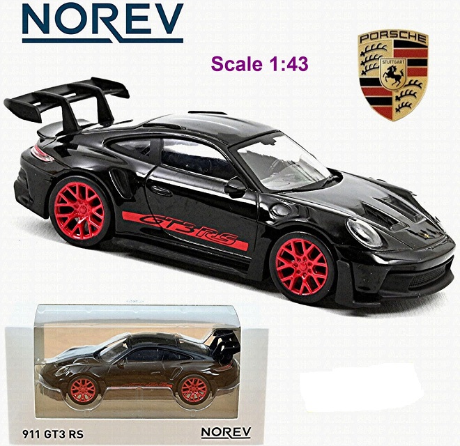 Porsche 911 (992) GT3 RS 2022 Zwart / Rood 1:43 Norev Jet Car