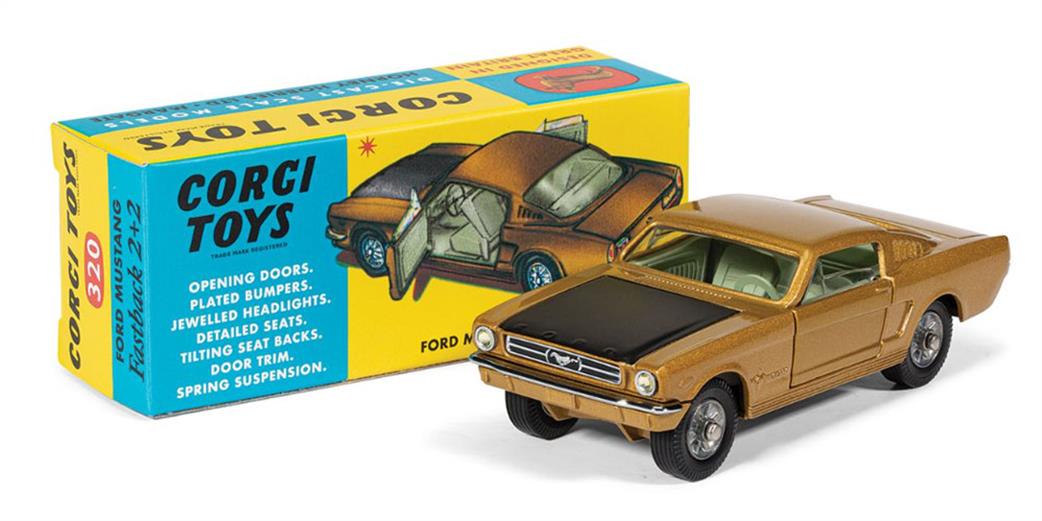 Ford Mustang Fastback Coupe 2+2 Gold & Black 1-43 Corgi Toys